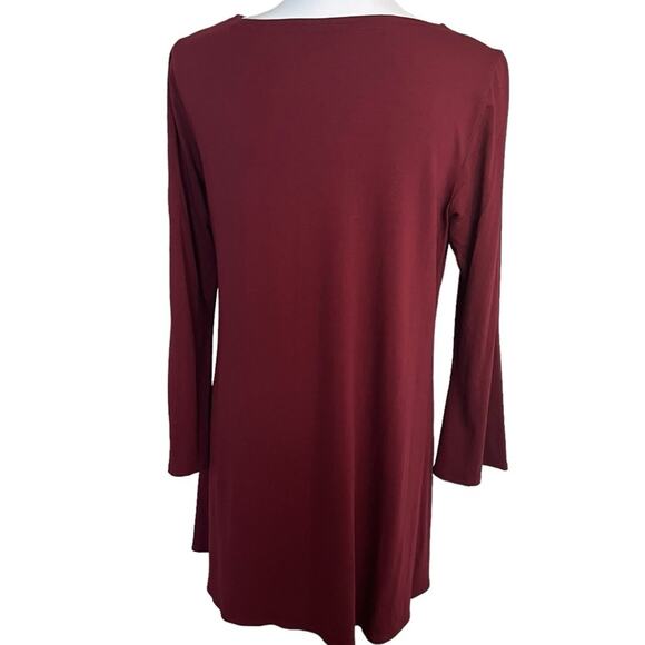 Eileen Fisher Tunic Top Medium Magenta Red Bell Sleeve Viscose Spandex Jersey - Picture 7 of 12